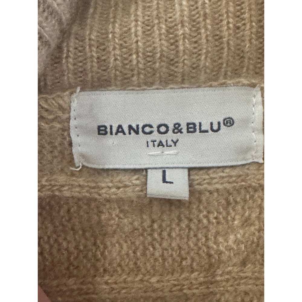 Bianco & Blu Wool & Cashmere Women's Turtleneck Cable Knit Sweater Italy - Picture 4 of 7